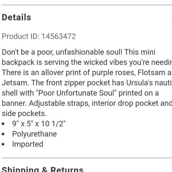 Loungefly Disney Villains Ursula Mini Backpack - Picture 6 of 6